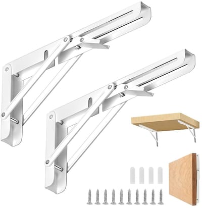 JHUBERS- Klapconsole Zwaar Belastbaar - 200 mm Hoekplankdrager - Roestvrij Stalen Plankhoek - Ruimtebesparend - Voor Werkbanken - Inclusief Installatiestappen - Wandbeugel