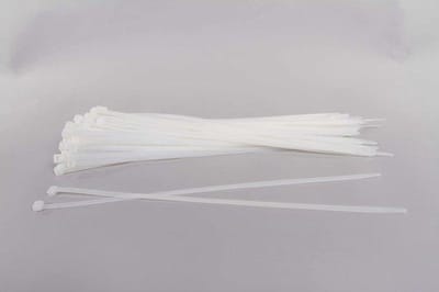 Kabelbinders - Tie-wraps 300 mm lang x 4.8 mm breed,  Wit – 100 stuks. + Kortpack pen (099.0366)