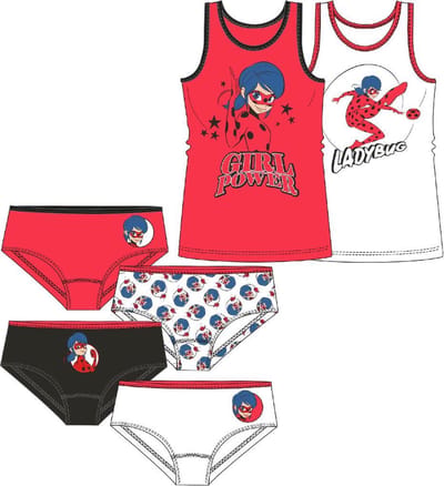 Miraculous Ladybug ondergoed 6-delige set - 4x onderbroek + 2x hemd - maat 110/116