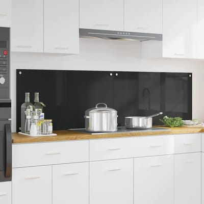 vidaXL - Keukenachterwand - 2 - st - Zwart - 90 - x - 50 - cm - gehard - glas
