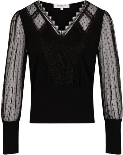 Vrouwtje T-shirt met Plumetis en Lange Mouwen