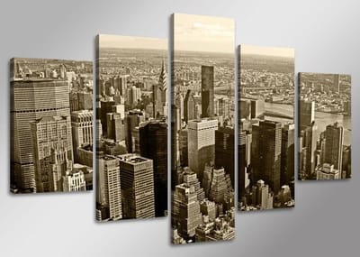 New York - Canvas Schilderij Vijfluik 160 x 80 cm