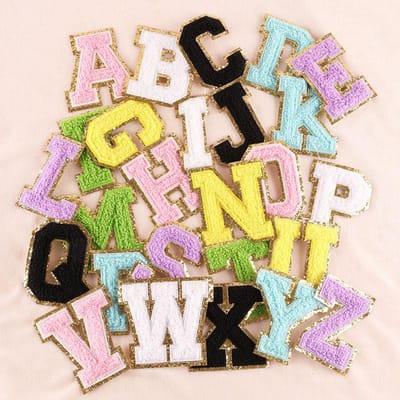 1 Stuk Grote Strijkbare Chenille Letterpatches Voor Kleding Voor Jassen Stickers Borduurwerk Letter Patch Applicatie Letterpatches Diy Blue