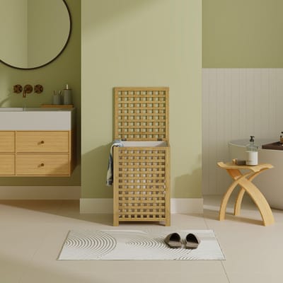Wasmand Jystiand bamboe met waszak 62x45x45 cm naturel 79 L [en.casa]