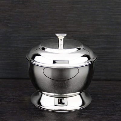 Scheerschaal met deksel - Scheerkom RVS - Scheren Voorbereiden - Roestvrij staal - 11 cm diameter - Zilver