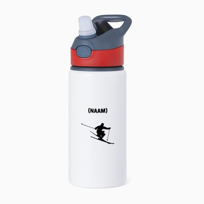 Hacebo® - Skiën waterfles met rietje rood - Sport - Skiër - Wintersport - water fles - 650ML