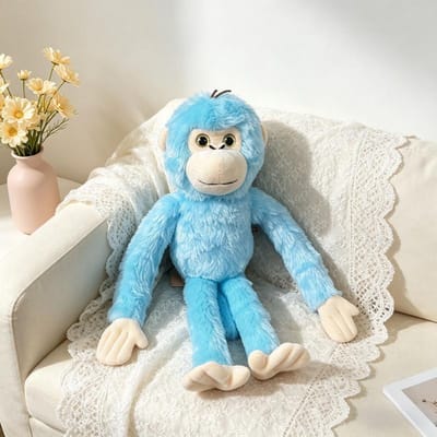 1 Stuk 45cm Schattig Kleurrijk Aap Pluche Speelgoed Pluizige Aap Pluchepop Kawaii Orang-oetan Speelgoed Leuk Verjaardagscadeau hemelsblauwe kleur