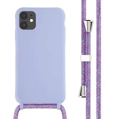 imoshion Hoesje - Geschikt voor Apple iPhone 11 - Siliconen hoesje met koord - Paars