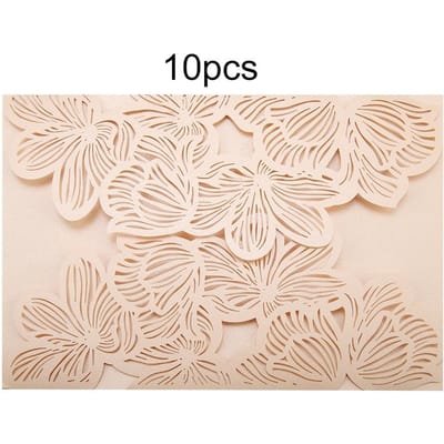 10 Pièces Cartes d'Invitations de Mariage Style Européen Gravure Invitations Fête d'Anniversaire Enveloppes #10 Beige