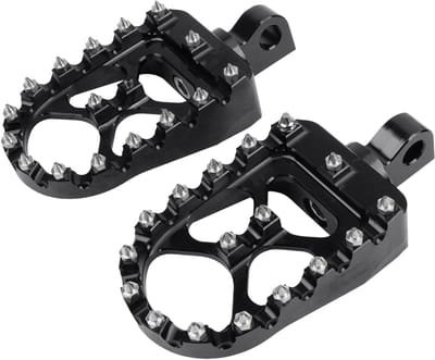 Motorfiets Voetsteunen - Brede Pedalen - Comfortabel Rijden - 360° Verstelbaar - CNC Aluminium - Zwart