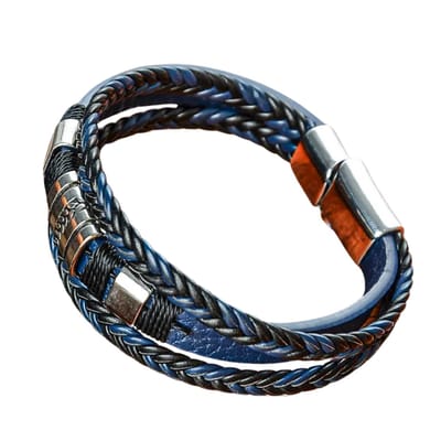 Bovista Armband - Staal - Nep Zilver - Heren - Blauw