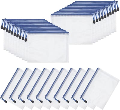 50 Stuks A5 Plastic Mesh Wallet met Rits, Witte Documenten Pouch, Ideaal voor Papieren en Bestanden