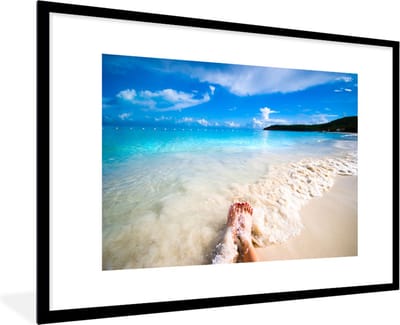 Fotolijst incl. Poster - Strand - Zand - Voeten - 90x60 cm - Posterlijst