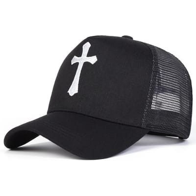 Unisex Kruis Borduurwerk Baseball Net Petten Verstelbaar Casual Petten Lente En Zomer Buiten Zonbescherming Pet black