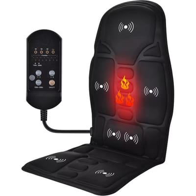 Draagbaar Massagestoelkussen Volledig Lichaam Rug Nek Vibratie Zacht Kussen voor Huis Kantoor Auto Gebruik Ontspanning EU Plug black