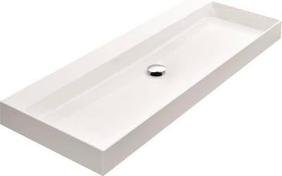 Ben Modena wastafel mineraalmarmer 100x40x9 cm 2 kraangaten glans wit