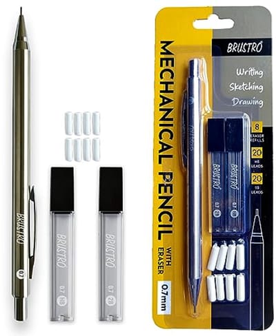 Mechanisch Potlood 0.7mm met Gum - Perfect voor Schrijven, Schetsen en Tekenen met Reserve Leads