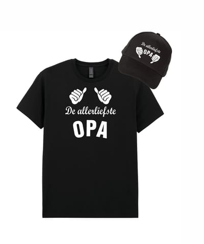 Mijncadeautje - Voordeel Cadeauset - T-shirt van 100% katoen en Pet van 100% dik geborsteld katoen - Allerliefste Opa - T-shirt maat S