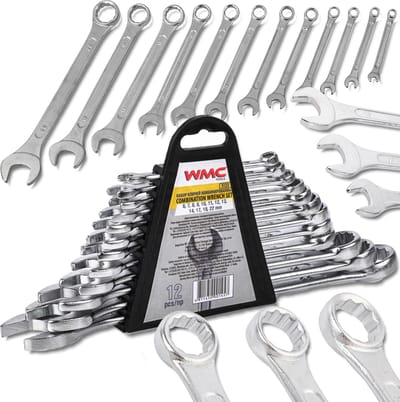 WMC TOOLS - Zesdelige Ringsleutelset - 12 Stuks - CrV Staal - 6-22mm