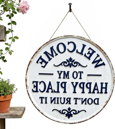 Welkomstbord Ronde Plaat - Wanddecoratie Deur - Huis Verwelkomen - Weerbestendig Metaal - 15x15 cm - Niet gespecificeerd