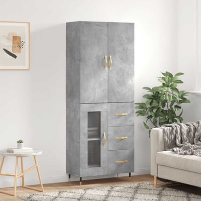 vidaXL - Hoge - kast - 69,5x34x180 - cm - bewerkt - hout - betongrijs