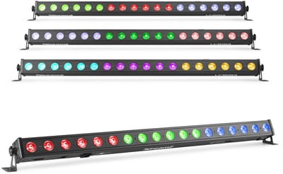 BeamZ set van 4 LCB183 DMX LED barren met 18x 3W RGB LED's in 3 secties