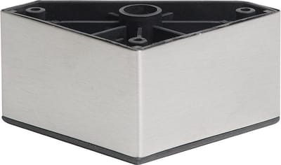 Meubelpoot rvs look vierkant 8 bij 8 cm en hoogte 5 cm van kunststof - Set van 4 stuks