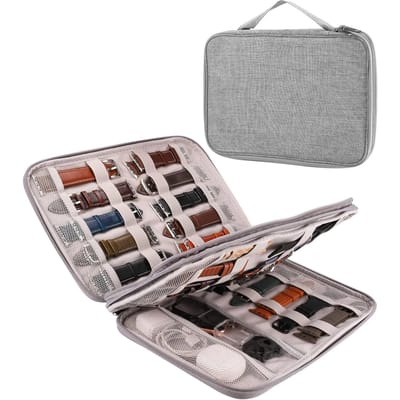 Étui de Rangement pour Bracelets de Montre Peut Contenir 35 Bracelets de Montre Sac Organisateur Portable Compatible avec Bracelet Apple Watch Broche de Bracelet gray