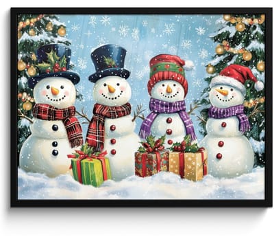 Poster in lijst - Fotolijst 80x60 cm - Posters - Vrolijk - Sneeuw - Kleurrijk - Posterlijst zwart - Decoratie - Wanddecoratie woonkamer - Muurdecoratie slaapkamer