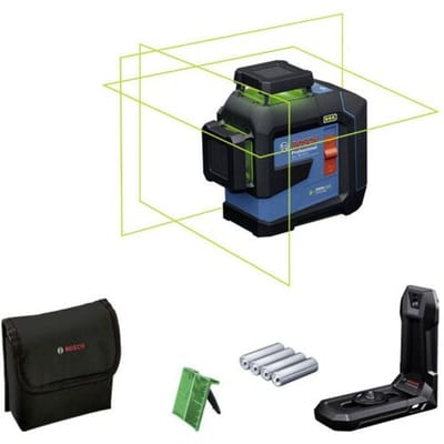Bosch Professional GLL 80-33 G - Lijnlaser - (4x batterij 1,5V LR6 (AA), laserrichtbord, houder LB10, alkalinebatterij-adapter, tas)