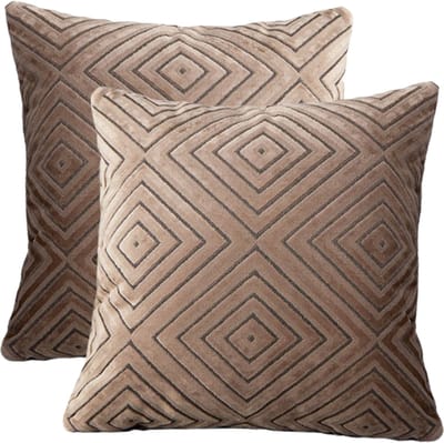 2x Liveonce kussenhoes Ava licht bruin ruit 45x45cm interieur kussenhoes