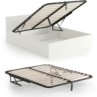 Metalen lattenbodem 140x200 cm / Bedbodem / Metalen bedbodem met hefmechanisme / 28 Houten Latten / Zwart