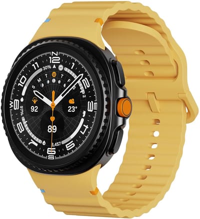 Siliconen bandje - geschikt voor Samsung Galaxy Watch 8 (40mm) / Galaxy Watch 8 (44mm) / Galaxy Watch 8 Classic - wave met gespsluiting - geel