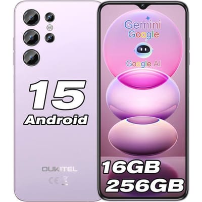 OUKITEL C1 Pro Smartphone 16GB+256GB/1TB AMOLED 6.52  Telefoon Draagbaar Android 15 13MP AI Telefoon Vingerafdruk/3 Kaartsleuven Roze roze