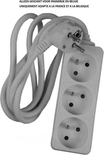 Benson Stekkerdoos - 3-voudig - 3 meter - randaarde - wit