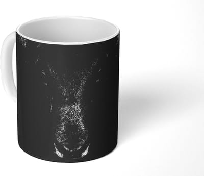 Mok - Koffiemok - Stier - Dieren - Zwart - Wit - Mokken - 350 ML - Beker - Koffiemokken - Theemok
