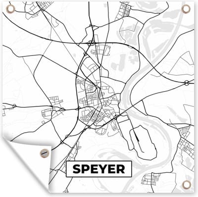 Tuin poster Stadskaart - Speyer - Plattegrond - Kaart - 200x200 cm - Tuindoek