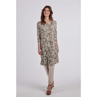 DIDI Dames Loose dress Easy Taupe Cocktail print maat 36
