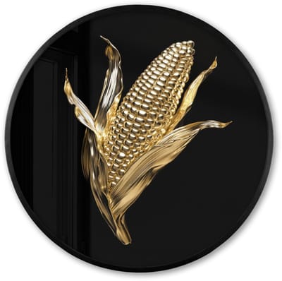Poster in lijst Rond - Fotolijst 60x60 cm - Posters - Mais - Eten - Goud - Zwart - Ronde posterlijst zwart - Decoratie - Wanddecoratie woonkamer - Muurdecoratie slaapkamer