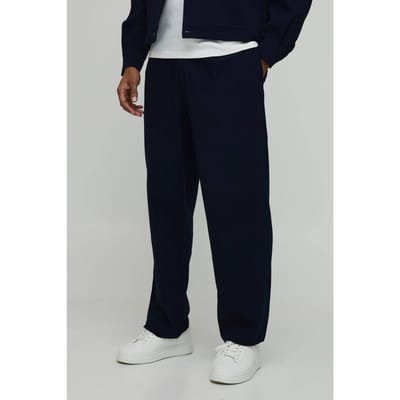 Getailleerde Broek Met Plooien En Relaxed Fit In Linnen Look Co-ord | Navy | Size 28