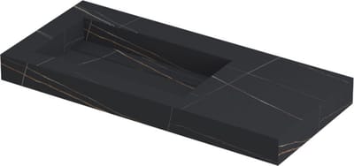 INK Pitch wastafel in keramische slab wasbak links met drain en front en side skirts zonder kraangat 100x45x9cm, lauren black mat