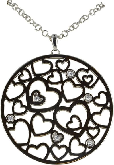 Quiges - RVS Ketting met Munthanger Hartjes - ECO005