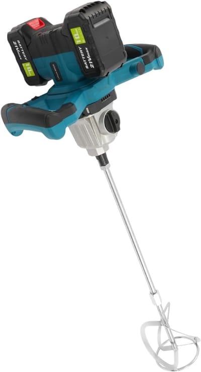 Accu Mortelmixer - Betonmixer Roerder - Materiaalmengen - Borstelloze Motor - 1200 W - Zwart Blauw Zilver