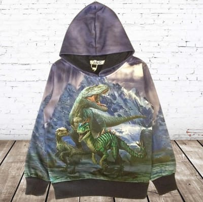 Dinosaurus hoodie H179 - Blauw - 86/92