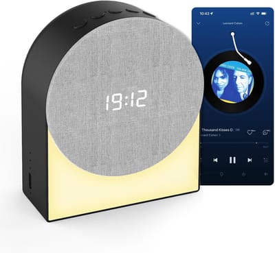 Wekker – Lamp – Bluetooth Speaker – Digitale Wekker met Wit Geluid Machine & Bluetooth Speaker – 4-in-1 Nachtlampje voor Slaapkamer met Timer – Baby Slaaphulp & Volwassenen Ontspanning – Zwart