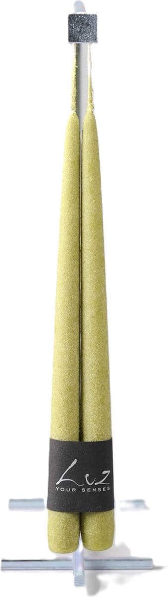 Rasteli Luz Your Senses Kaars-Tafelkaarsen Groen-Schots Groen D 2,20 cm H 30 Voordeelaanbod van 2 x 2 kaarsen