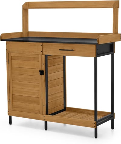 Tuinwerktafel - Buitenwerkbank - Tuinwerkbank -Bruin met zwart