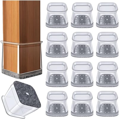 XL Transparante Stoelpootdoppen voor Krasvrije en Geluidsarme Vloeren (32 stuks, 40-50mm)