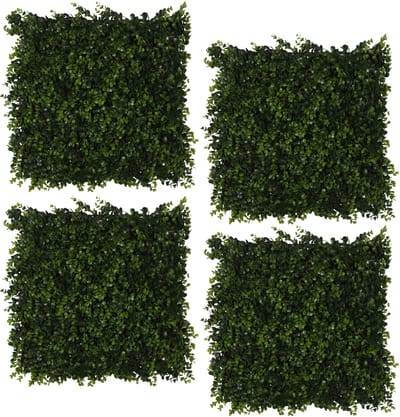 Plantenwandpaneel buxus, groene dichte wand, decoratief wandpaneel, balkonbekleding 50x50 cm, 4 stuks
