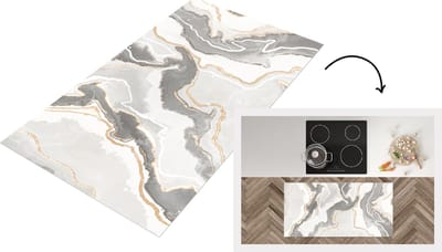 Keukenloper - Loper keuken - Marmer - Grijs - Patronen - 120x60 cm - Keukenloper vinyl
